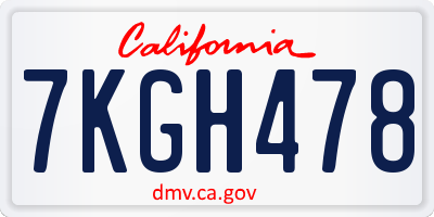 CA license plate 7KGH478