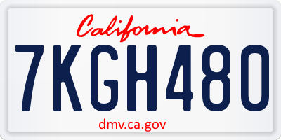 CA license plate 7KGH480