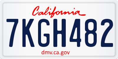 CA license plate 7KGH482
