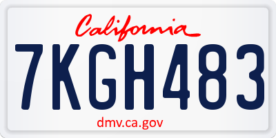 CA license plate 7KGH483