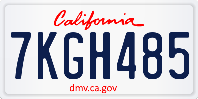 CA license plate 7KGH485
