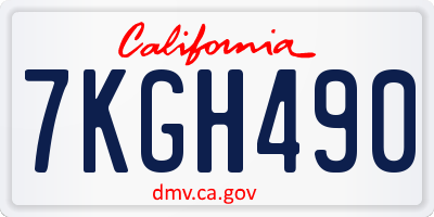 CA license plate 7KGH490