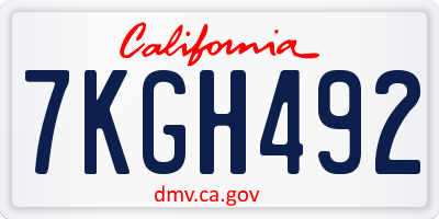 CA license plate 7KGH492