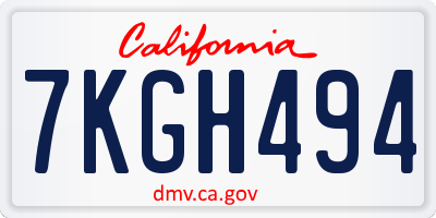 CA license plate 7KGH494