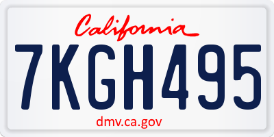 CA license plate 7KGH495