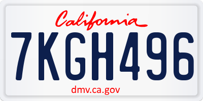 CA license plate 7KGH496