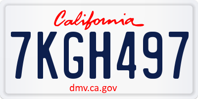 CA license plate 7KGH497