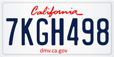 CA license plate 7KGH498