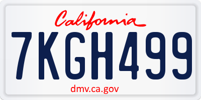 CA license plate 7KGH499