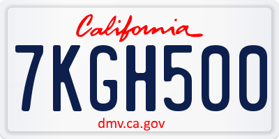 CA license plate 7KGH500