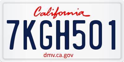 CA license plate 7KGH501