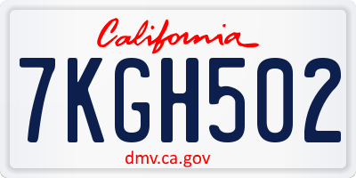 CA license plate 7KGH502