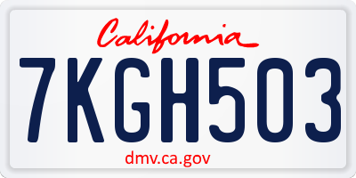 CA license plate 7KGH503