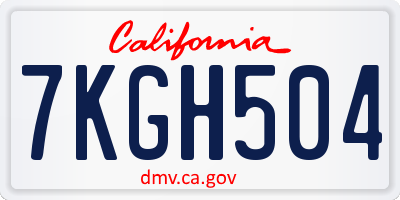 CA license plate 7KGH504