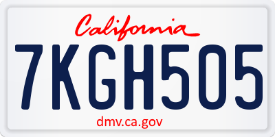 CA license plate 7KGH505