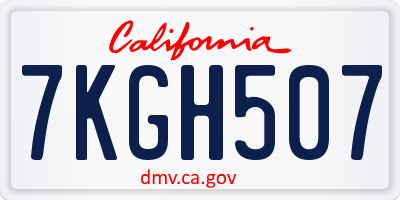 CA license plate 7KGH507