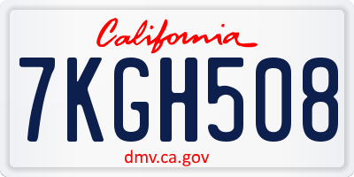 CA license plate 7KGH508