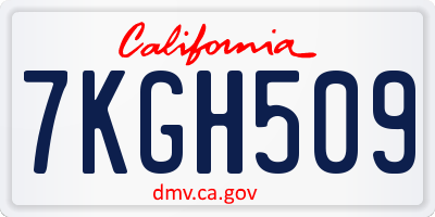CA license plate 7KGH509