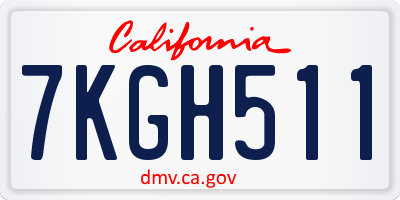 CA license plate 7KGH511