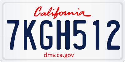 CA license plate 7KGH512