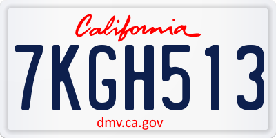CA license plate 7KGH513