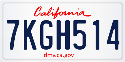 CA license plate 7KGH514