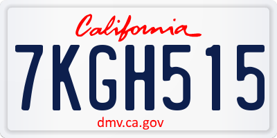 CA license plate 7KGH515