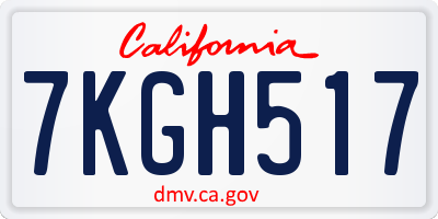 CA license plate 7KGH517