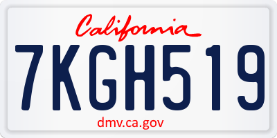 CA license plate 7KGH519