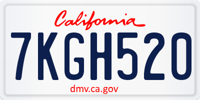 CA license plate 7KGH520