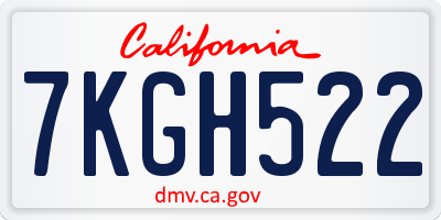 CA license plate 7KGH522