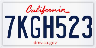 CA license plate 7KGH523