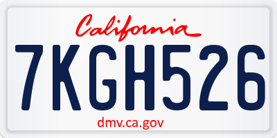CA license plate 7KGH526