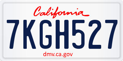 CA license plate 7KGH527