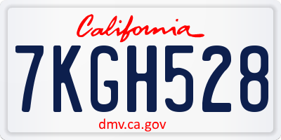 CA license plate 7KGH528