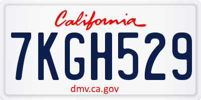 CA license plate 7KGH529