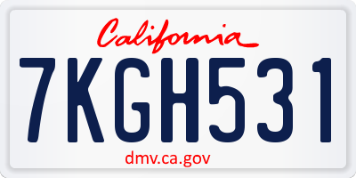 CA license plate 7KGH531