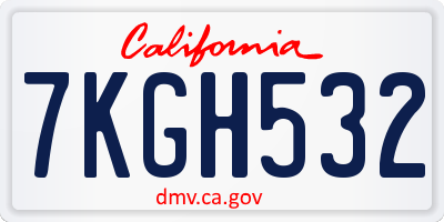 CA license plate 7KGH532