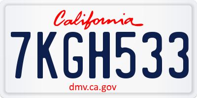 CA license plate 7KGH533