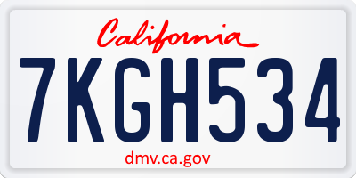 CA license plate 7KGH534