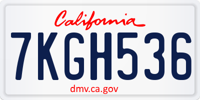 CA license plate 7KGH536