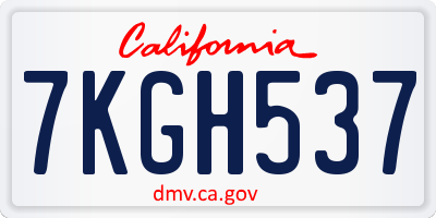 CA license plate 7KGH537