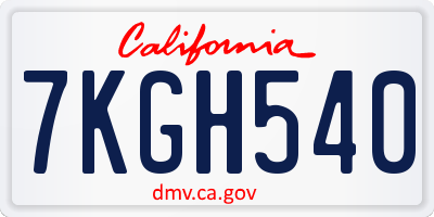 CA license plate 7KGH540
