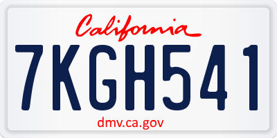 CA license plate 7KGH541