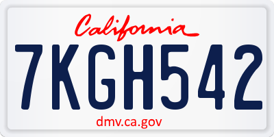 CA license plate 7KGH542