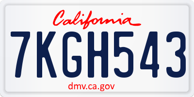 CA license plate 7KGH543