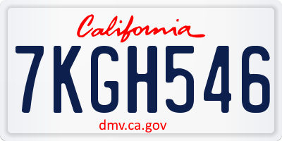 CA license plate 7KGH546