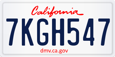 CA license plate 7KGH547