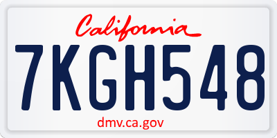 CA license plate 7KGH548