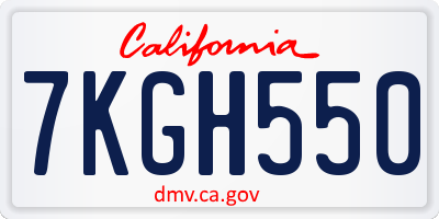 CA license plate 7KGH550